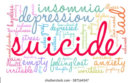 Suicide word cloud on a white background.  
