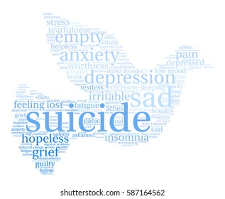 Suicide word cloud on a white background.  