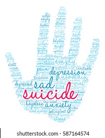 Suicide word cloud on a white background.  