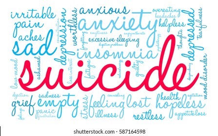 Suicide word cloud on a white background.  