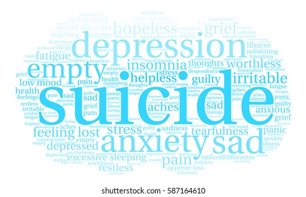 Suicide word cloud on a white background.  