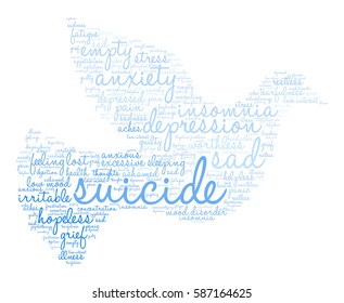 Suicide word cloud on a white background.  