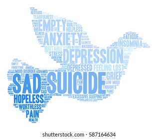 Suicide word cloud on a white background.  