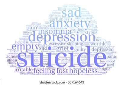 Suicide word cloud on a white background.  