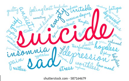 Suicide word cloud on a white background.  