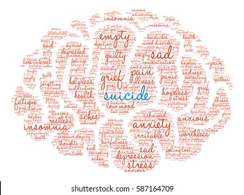 Suicide word cloud on a white background.  