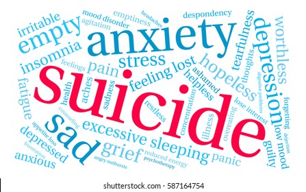 Suicide word cloud on a white background.  