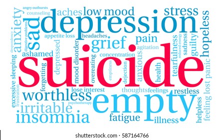 Suicide word cloud on a white background.  