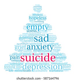 Suicide word cloud on a white background.  