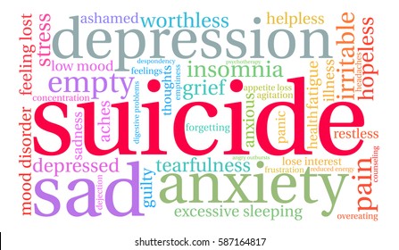 Suicide word cloud on a white background.  