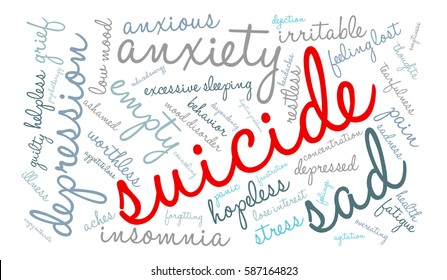 Suicide word cloud on a white background.  
