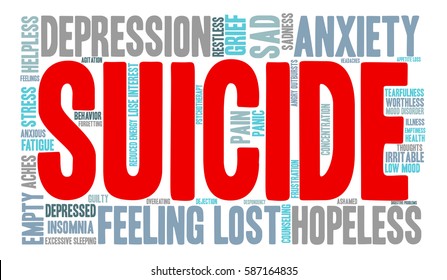 Suicide word cloud on a white background.  