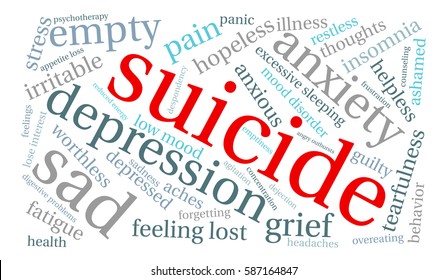 Suicide Word Cloud On White Background Stock Vector (Royalty Free ...