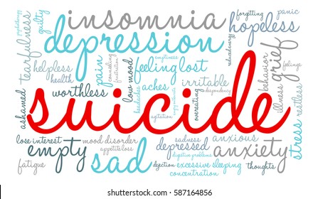 Suicide word cloud on a white background.  