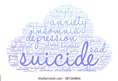 Suicide word cloud on a white background.  