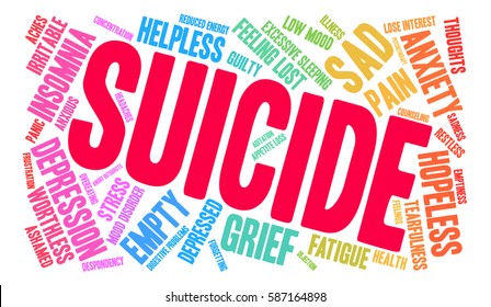 Suicide word cloud on a white background.  