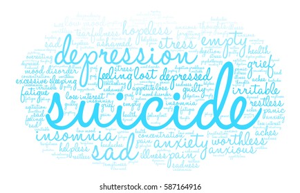 Suicide word cloud on a white background.  