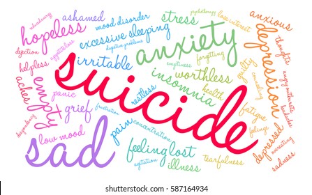 Suicide word cloud on a white background.  