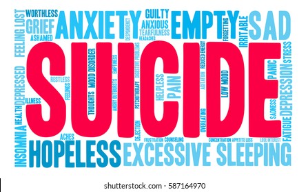 Suicide word cloud on a white background.  