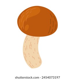 Suillus mushroom. Edible fungus. Hand drawn trendy flat style isolated on white background. Autumn forest harvest, healthy organic food, vegetarian food. Vector illustration