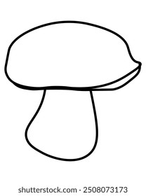 Suillus popular edible mushroom outline, element growing in forest for coloring page vector illustration