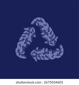 Ilustração plana do logotipo da folha da ricíclica adequada