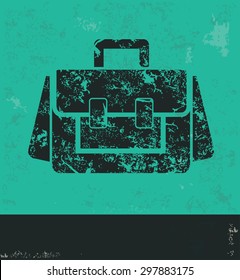 Suit bag design on green background,grunge vector