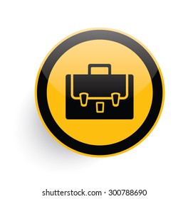 Suit bag icon on yellow button background,clean vector