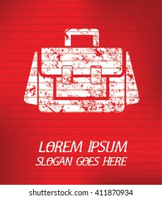 Suit bag on red background,poster grunge design