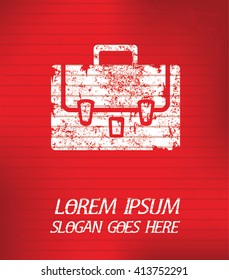 Suit bag on red background,poster grunge design