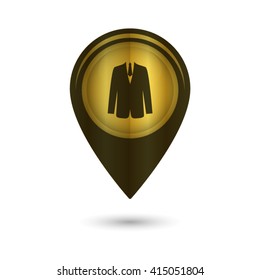 suit - black vector icon; golden  map pointer
