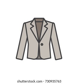 Suit blazer colored flat line icon.