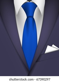 Suit and blue tie