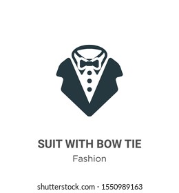 Suit with bow tie vector icon on white background. Flat vector suit with bow tie icon symbol sign from modern fashion collection for mobile concept and web apps design.