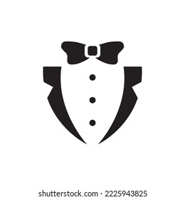 Suit and bow vector icon. Gentleman suit flat sign design. Men costume icon. Wedding gentleman clothing sign. EPS 10 symbol pictogram.