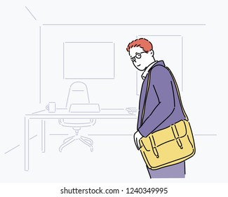 suit businessman and his office. hand drawn style vector design illustrations. suit businessman and his office. hand drawn style vector design illustrations.