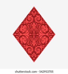 Suit card diamonds. Vintage decoration. Isolated on white background. Flat vector stock illustration