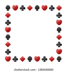 Suit card frame. Vector illustration. Games of chance. Square shape