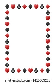 Suit card frame. Vector illustration. Games of chance banner.