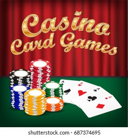 suit card games with pile of casino chip