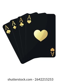 Suit Cards, Card Symbols, Black, Gold, Vip, Casino, Playing Cards, Realistic Design, Success, Vector