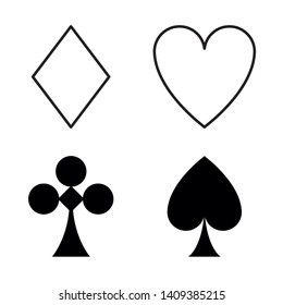 suit of cards diamonds clubs spades hearts icon cartoon black and white vector illustration graphic design