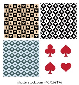 Suit cards seamless pattern and isolated symbol