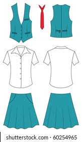 Suit Of The Cashier Or Seller (waistcoat, Shirt, Tie, Skirt)