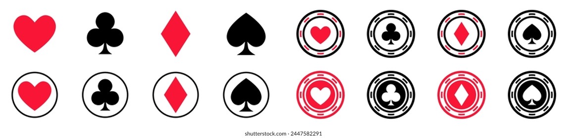 Suit deck cards icons set .Playing Cards Poker and Casino Logo . Vector