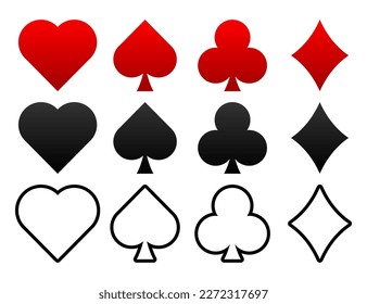 Suit deck of playing cards. Casino concept. Poker signs. Gambling Vector illustration.