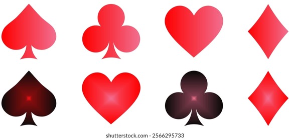 Suit deck of playing cards. hearts diamonds clubs spades symbol. Game, playing cards. Poker flat icon card suites game sign symbol logo illustration design. set icons symbols isolated