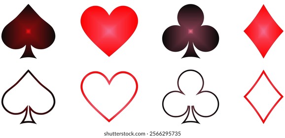 Suit deck of playing cards. hearts diamonds clubs spades symbol vector illustration