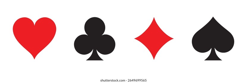 deck de naipe de cartas de jogar ícones vetor. ouros ouros clubes espadas símbolo.