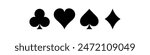Suit deck of playing cards on white background. Vector icon set. Cards symbols. Diamodns, hearts, clubs, spades symbol or sign set.